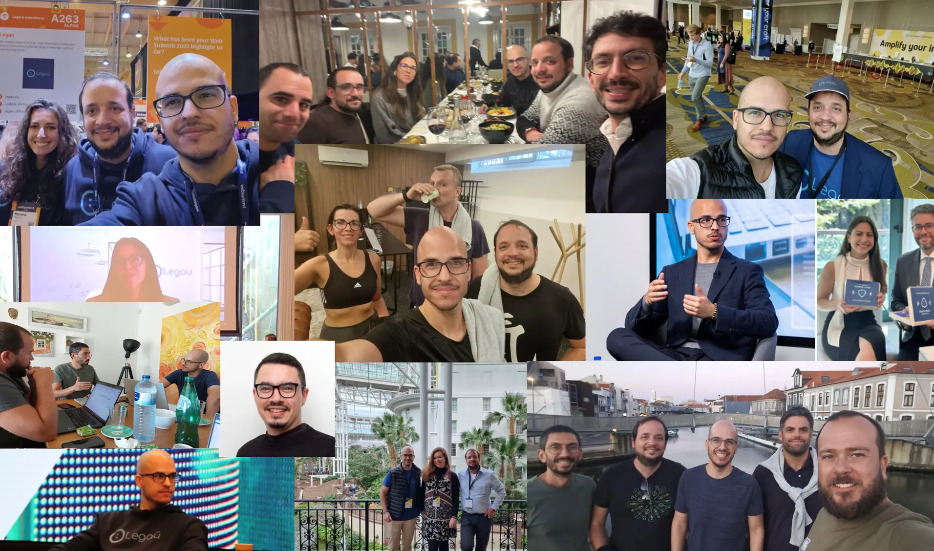 Equipa Legau em vários momentos profissionais e sociais